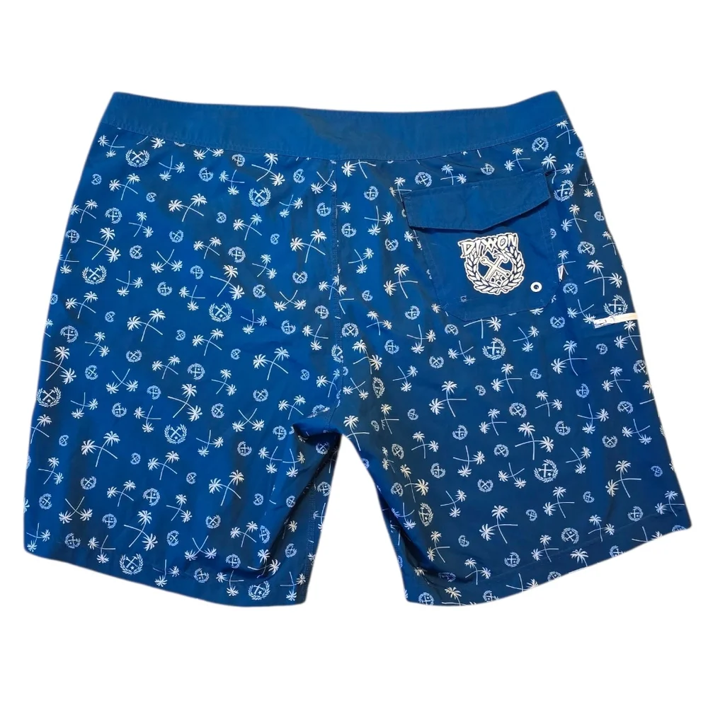 Dixxon Two Palms Boardshorts Unlined Size 44 Teal Blue Green